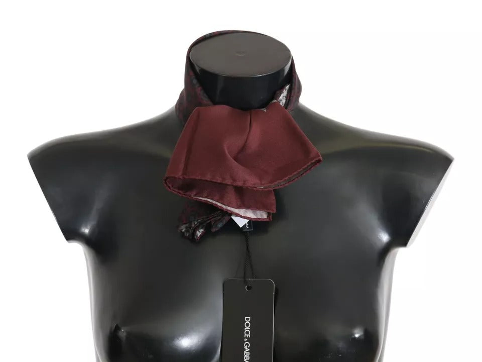 Dolce & Gabbana Bordeaux 100% Silk Floral Wrap Women Scarf by Dolce & Gabbana