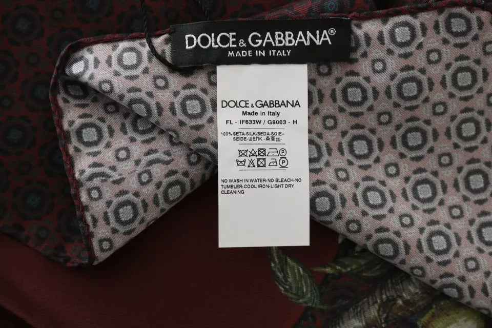 Dolce & Gabbana Bordeaux 100% Silk Floral Wrap Women Scarf by Dolce & Gabbana