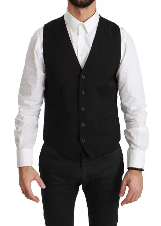 Gilet de soirée en laine stretch noire Dolce &amp; Gabbana