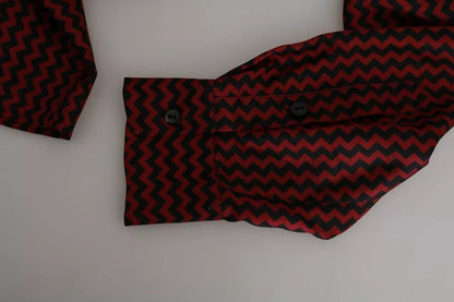 Dolce & Gabbana Black Red Zigzag Pattern Casual Shirt by Dolce & Gabbana