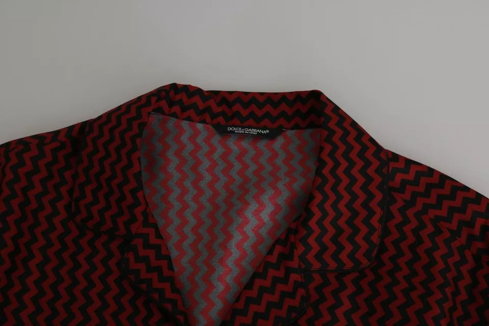 Dolce & Gabbana Black Red Zigzag Pattern Casual Shirt by Dolce & Gabbana