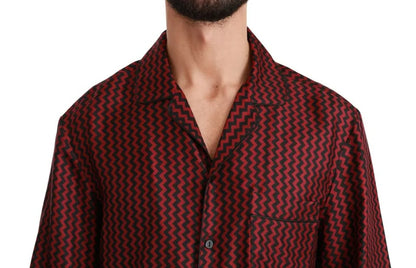Dolce & Gabbana Black Red Zigzag Pattern Casual Shirt by Dolce & Gabbana