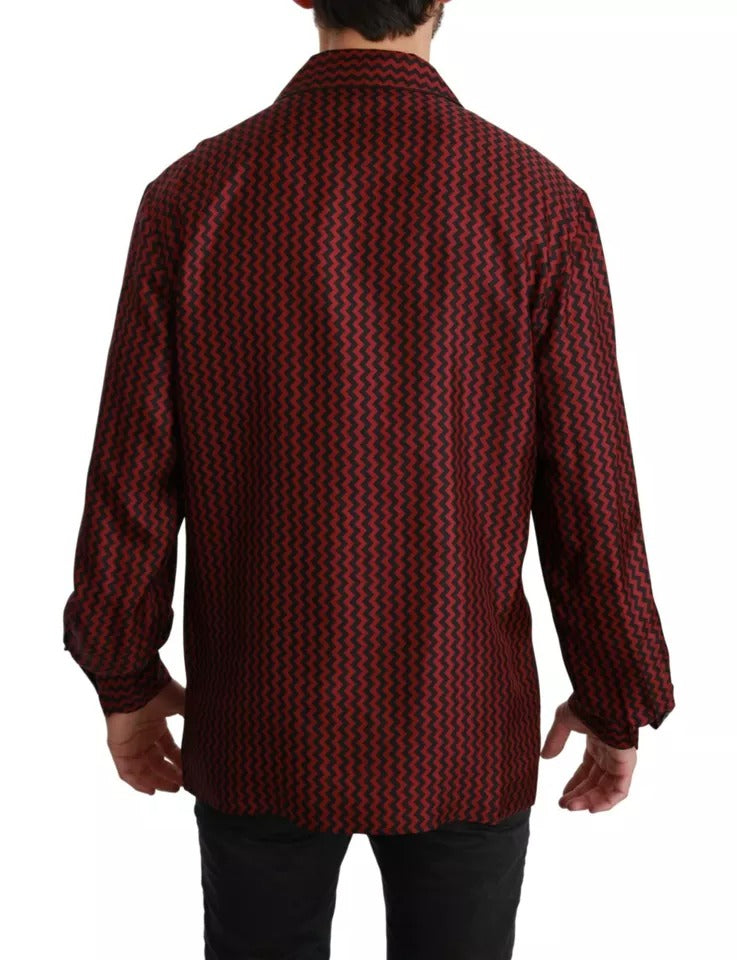 Dolce & Gabbana Black Red Zigzag Pattern Casual Shirt by Dolce & Gabbana