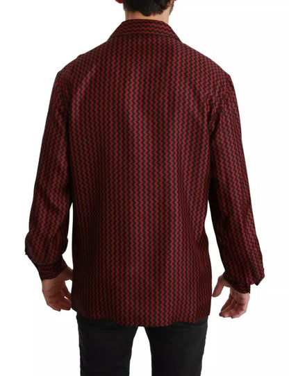 Dolce & Gabbana Black Red Zigzag Pattern Casual Shirt by Dolce & Gabbana