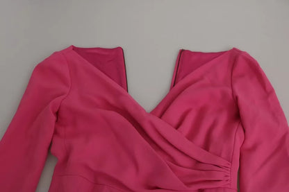 Dolce & Gabbana Pink Plunging Bodycon Sheath Mini Rayon Dress by Dolce & Gabbana