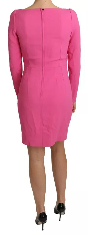 Dolce & Gabbana Pink Plunging Bodycon Sheath Mini Rayon Dress by Dolce & Gabbana