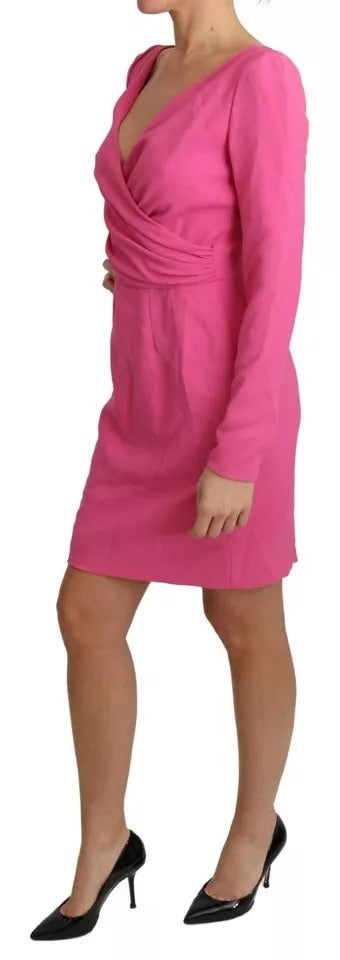 Dolce & Gabbana Pink Plunging Bodycon Sheath Mini Rayon Dress by Dolce & Gabbana
