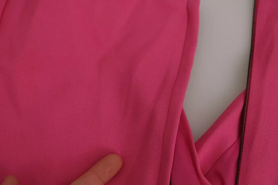Dolce & Gabbana Pink Plunging Bodycon Sheath Mini Rayon Dress by Dolce & Gabbana