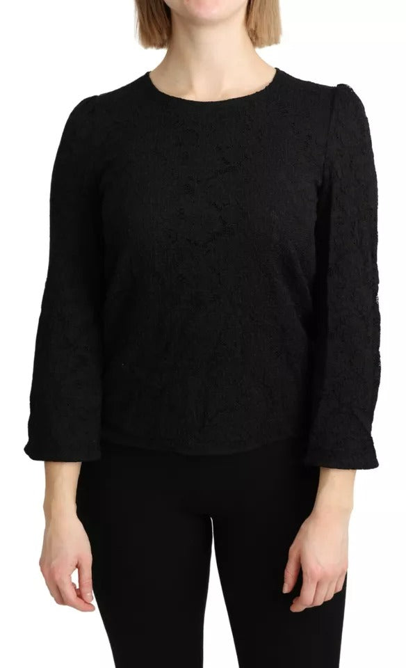 Dolce & Gabbana Black Lace Long Sleeves Blouse STAFF Top by Dolce & Gabbana