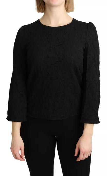 Dolce & Gabbana Black Lace Long Sleeves Blouse STAFF Top by Dolce & Gabbana