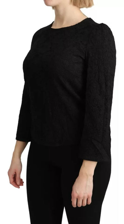 Dolce & Gabbana Black Lace Long Sleeves Blouse STAFF Top by Dolce & Gabbana