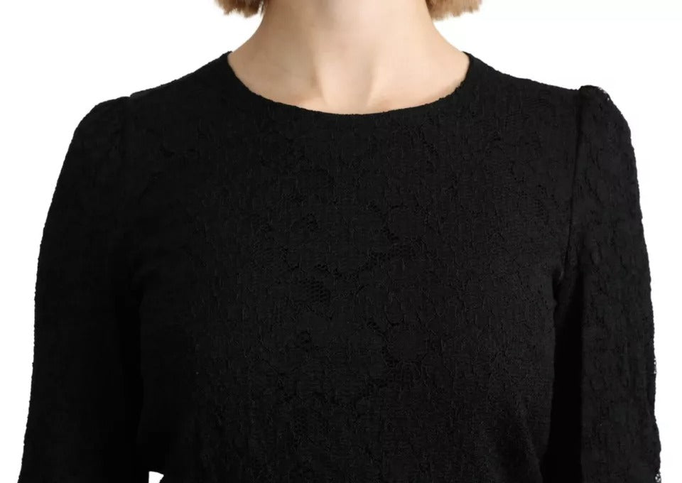 Dolce & Gabbana Black Lace Long Sleeves Blouse STAFF Top by Dolce & Gabbana