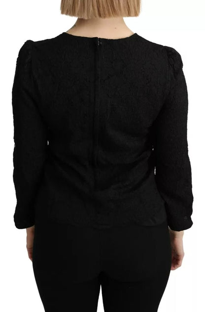 Dolce & Gabbana Black Lace Long Sleeves Blouse STAFF Top by Dolce & Gabbana