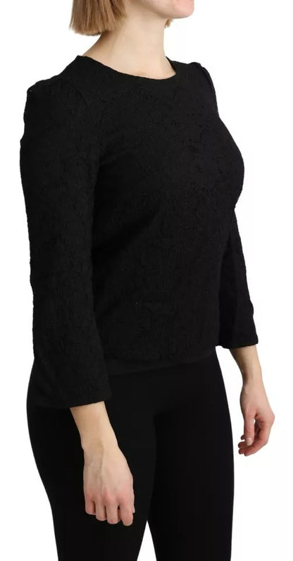 Dolce & Gabbana Black Lace Long Sleeves Blouse STAFF Top by Dolce & Gabbana
