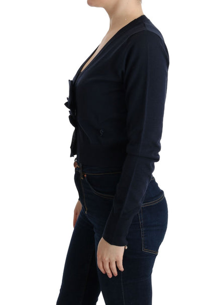 Pull cardigan élégant en laine bleue MARGHI LO'