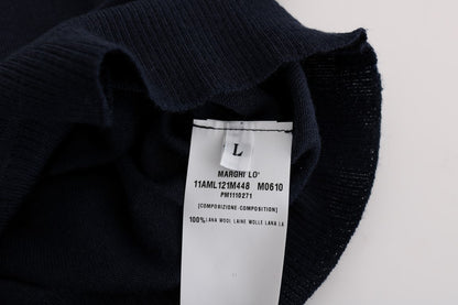 Pull cardigan élégant en laine bleue MARGHI LO'