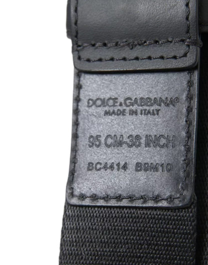 Ceinture Dolce &amp; Gabbana à boucle en métal argenté avec logo noir et vert