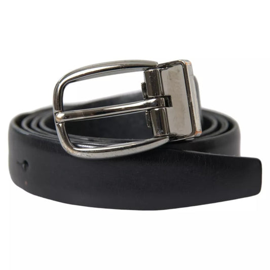 Ceinture pour homme Dolce &amp; Gabbana en cuir noir avec boucle en métal argenté