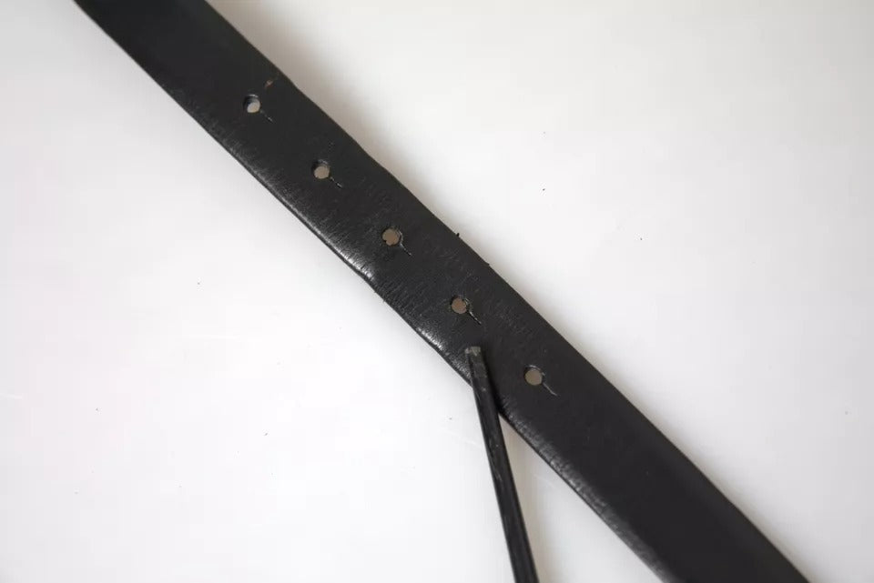 Ceinture pour homme Dolce &amp; Gabbana en cuir noir avec boucle en métal argenté