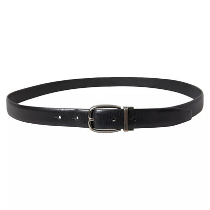 Ceinture pour homme Dolce &amp; Gabbana en cuir noir avec boucle en métal argenté