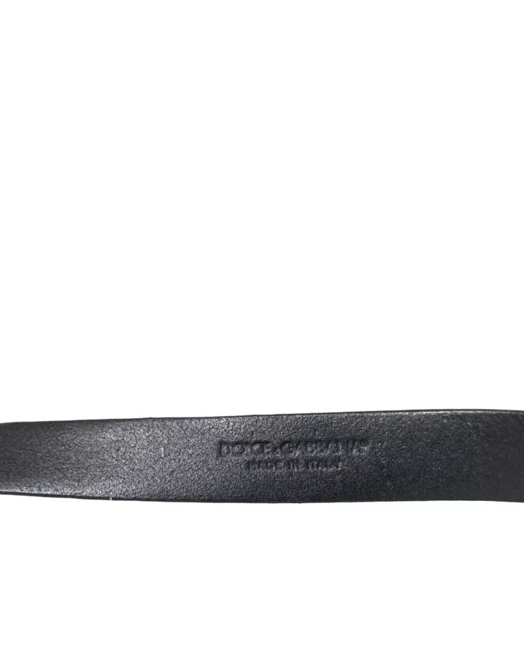 Ceinture pour homme Dolce &amp; Gabbana en cuir noir avec boucle en métal argenté