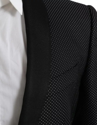 Dolce &amp; Gabbana Black Jacquard MARTINI Single Breasted Coat Blazer