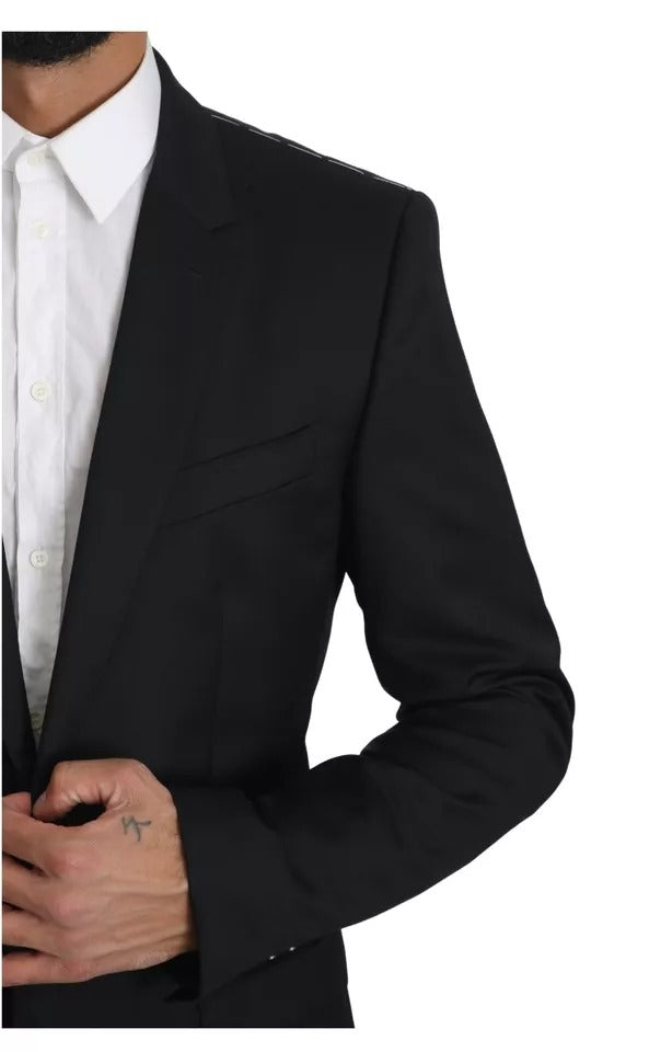 Dolce &amp; Gabbana Black Slim Jacket Coat Blazer MARTINI