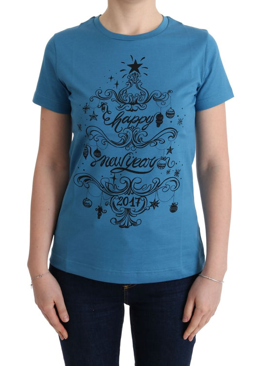 T-shirt Dolce &amp; Gabbana Chic en coton bleu avec imprimé 2017