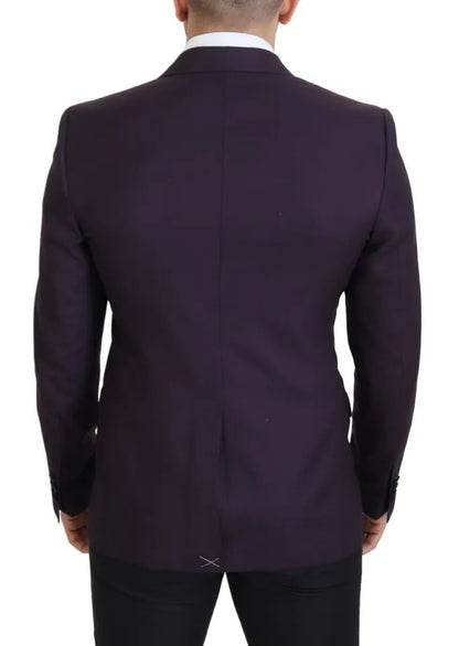Blazer en laine à simple boutonnage et logo violet Dolce &amp; Gabbana