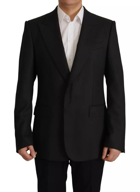 Veste blazer simple boutonnage en polyester noir Dolce &amp; Gabbana