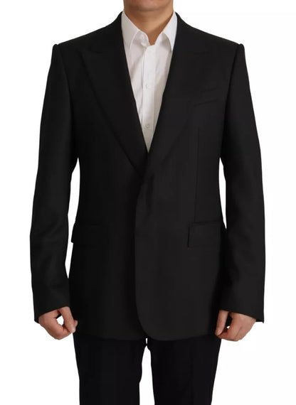 Veste blazer simple boutonnage en polyester noir Dolce &amp; Gabbana