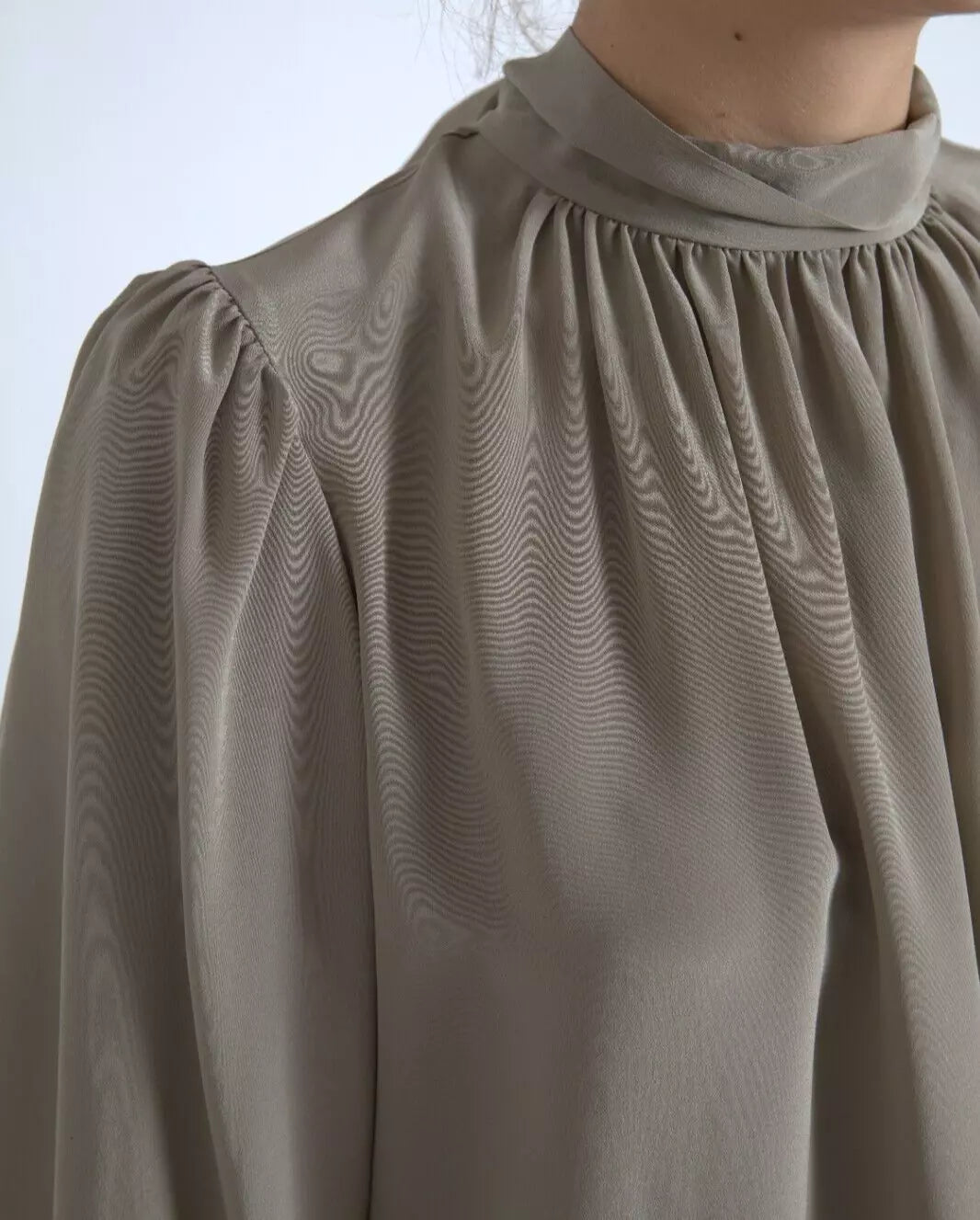 Dolce & Gabbana Gray Mock Neck Long Sleeves Top Blouse by Dolce & Gabbana