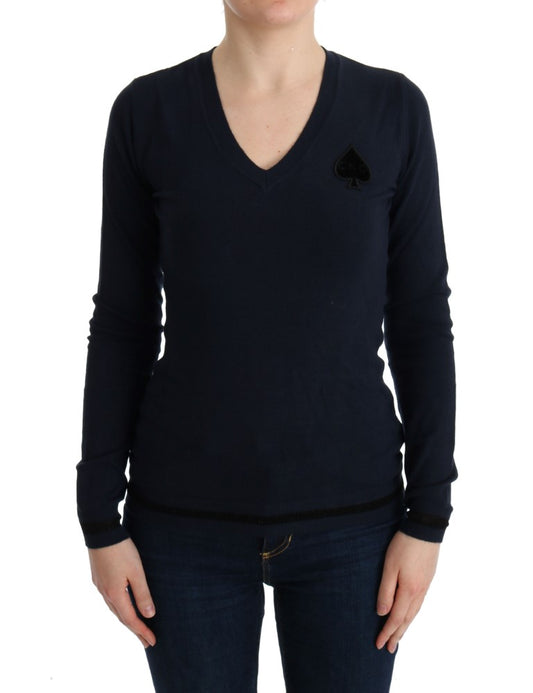Costume National Élégant Pull Bleu Col V