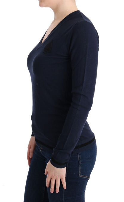 Costume National Élégant Pull Bleu Col V