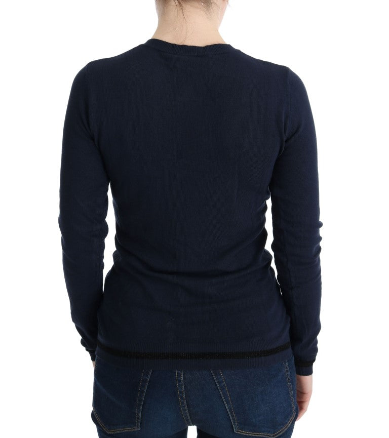 Costume National Élégant Pull Bleu Col V