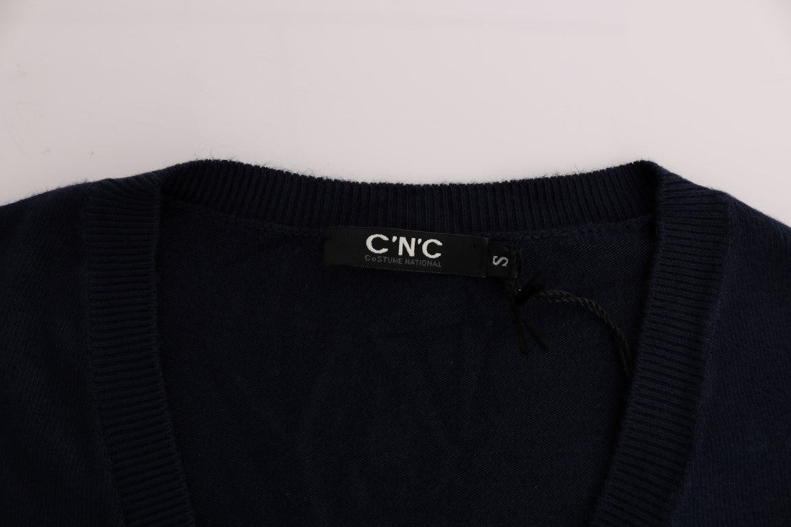 Costume National Élégant Pull Bleu Col V