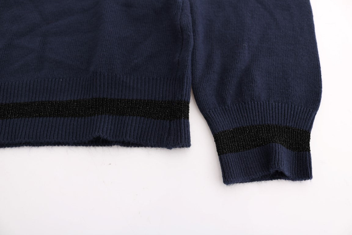 Costume National Élégant Pull Bleu Col V
