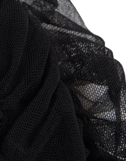 Dolce & Gabbana Black Cold Shoulder Stretch Tulle Midi Dress by Dolce & Gabbana