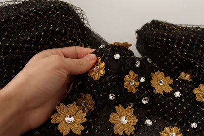 Dolce & Gabbana Black Crystal Floral Maxi Ball Gown Dress by Dolce & Gabbana