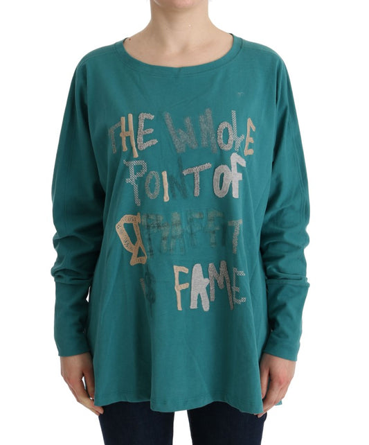 Pull élégant à col rond en coton vert John Galliano