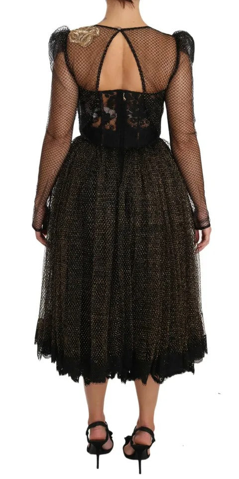 Dolce & Gabbana Black Gold Crystal Heart A-line Dress by Dolce & Gabbana