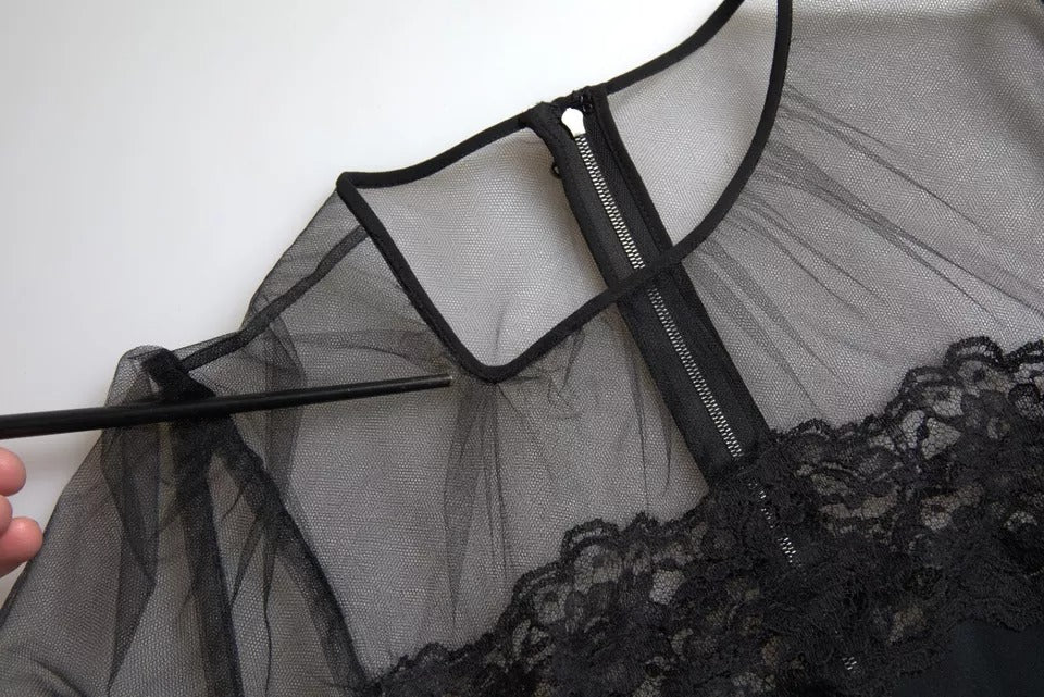 Dolce & Gabbana Black Sheer Floral Lace Sheath Midi Dress by Dolce & Gabbana
