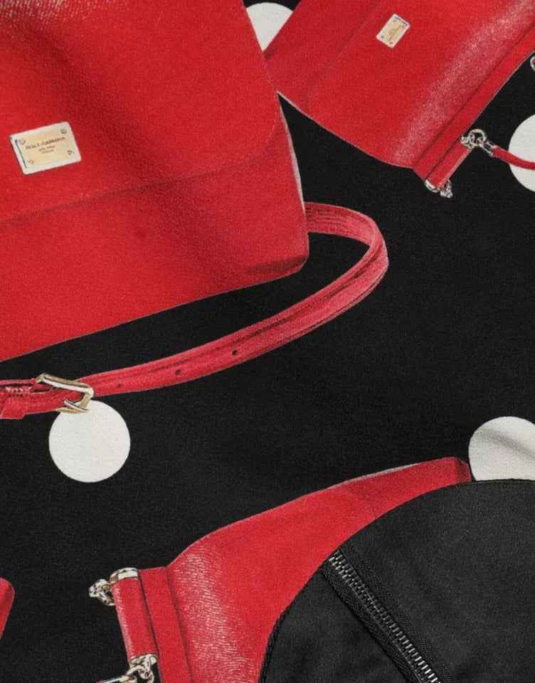 Dolce & Gabbana Sicilia Bag Print Jurk Silk Blend Zwart