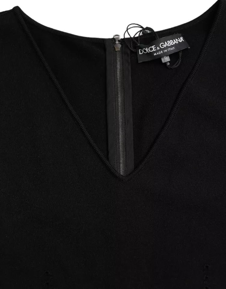 Dolce & Gabbana Black Viscose Sleeveless Bodycon Midi Dress by Dolce & Gabbana