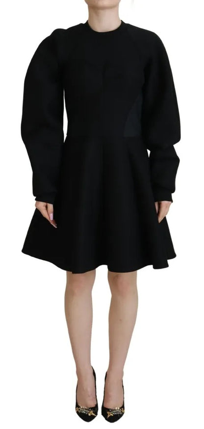 Dolce & Gabbana Cotton Black Long Sleeves A-line Mini Dress by Dolce & Gabbana