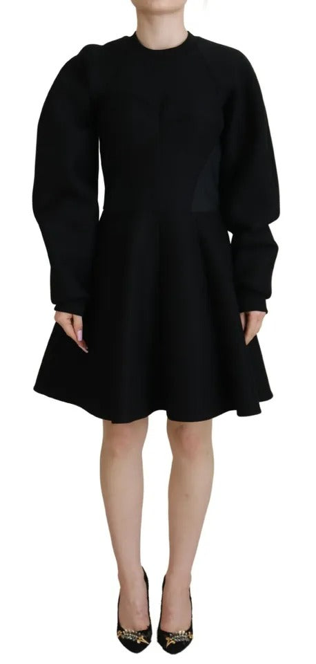 Dolce & Gabbana Cotton Black Long Sleeves A-line Mini Dress by Dolce & Gabbana
