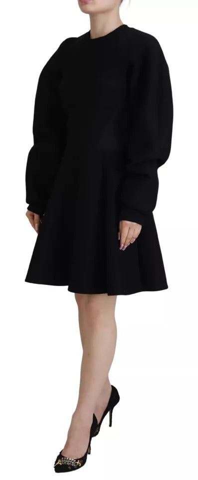 Dolce & Gabbana Cotton Black Long Sleeves A-line Mini Dress by Dolce & Gabbana