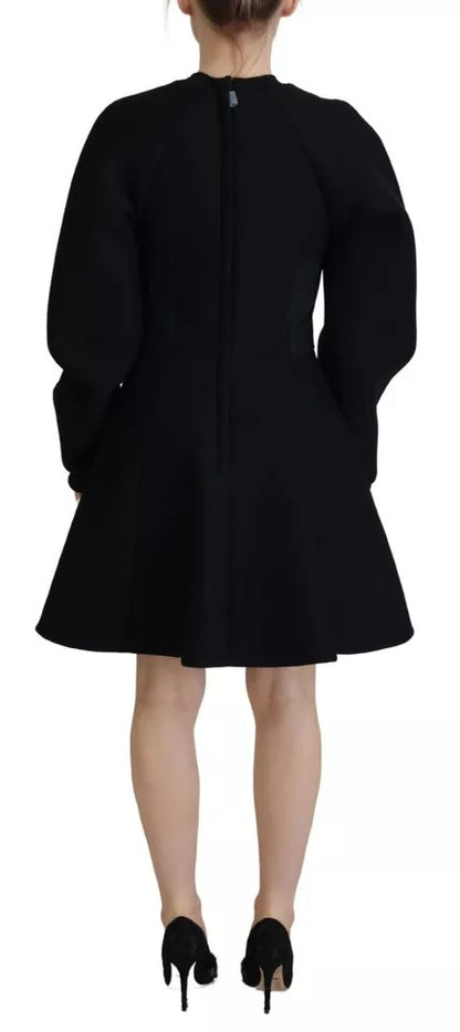 Dolce & Gabbana Cotton Black Long Sleeves A-line Mini Dress by Dolce & Gabbana