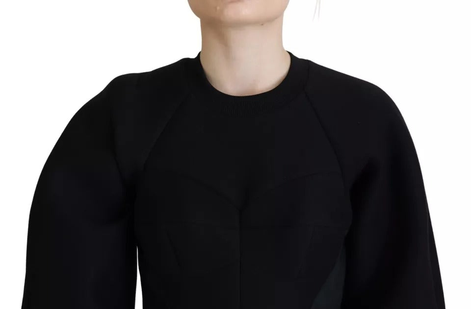 Dolce & Gabbana Cotton Black Long Sleeves A-line Mini Dress by Dolce & Gabbana