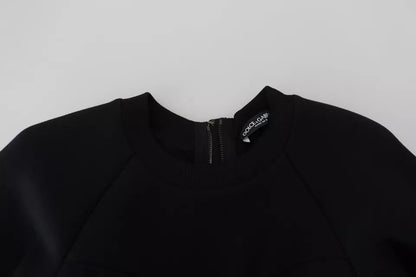Dolce & Gabbana Cotton Black Long Sleeves A-line Mini Dress by Dolce & Gabbana